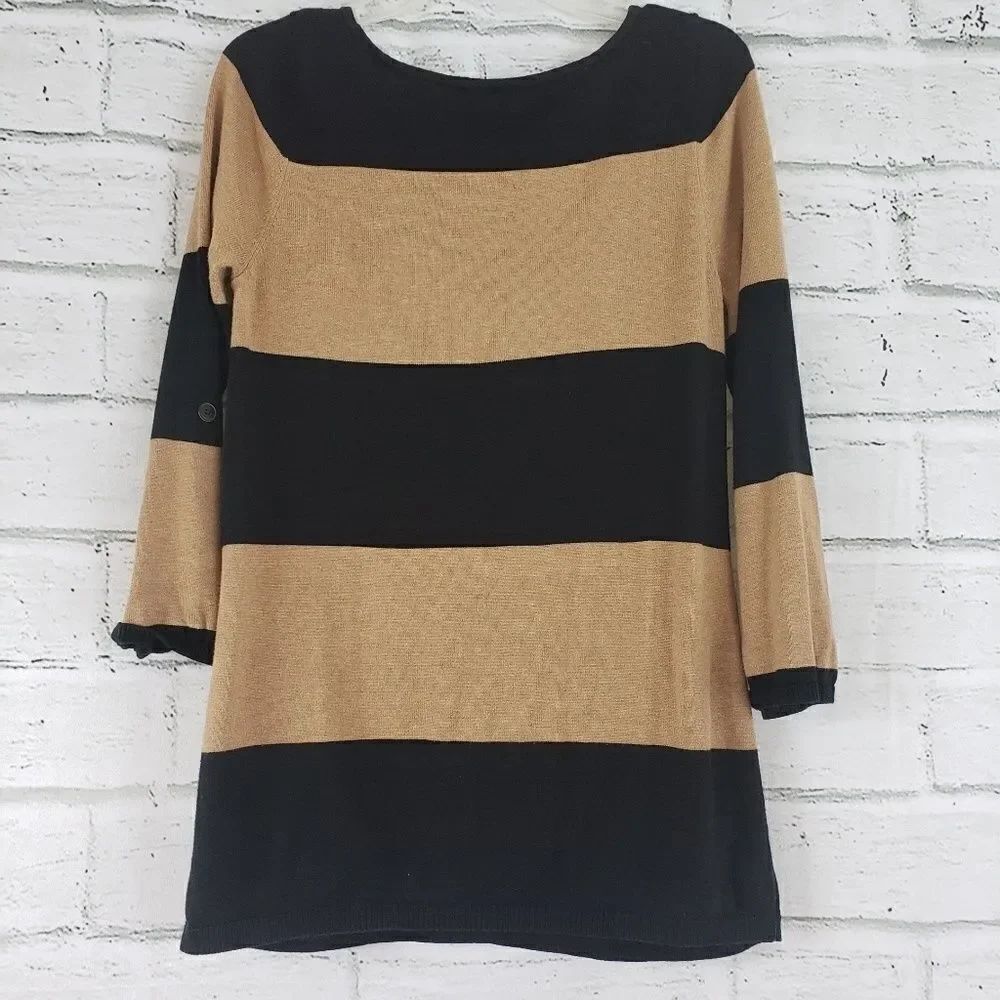 Caslon long sleeve brown black long sweater